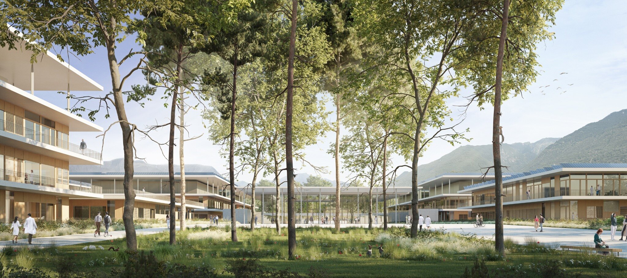 Entrance of the Pansanté regional hospital design in Bellinzona