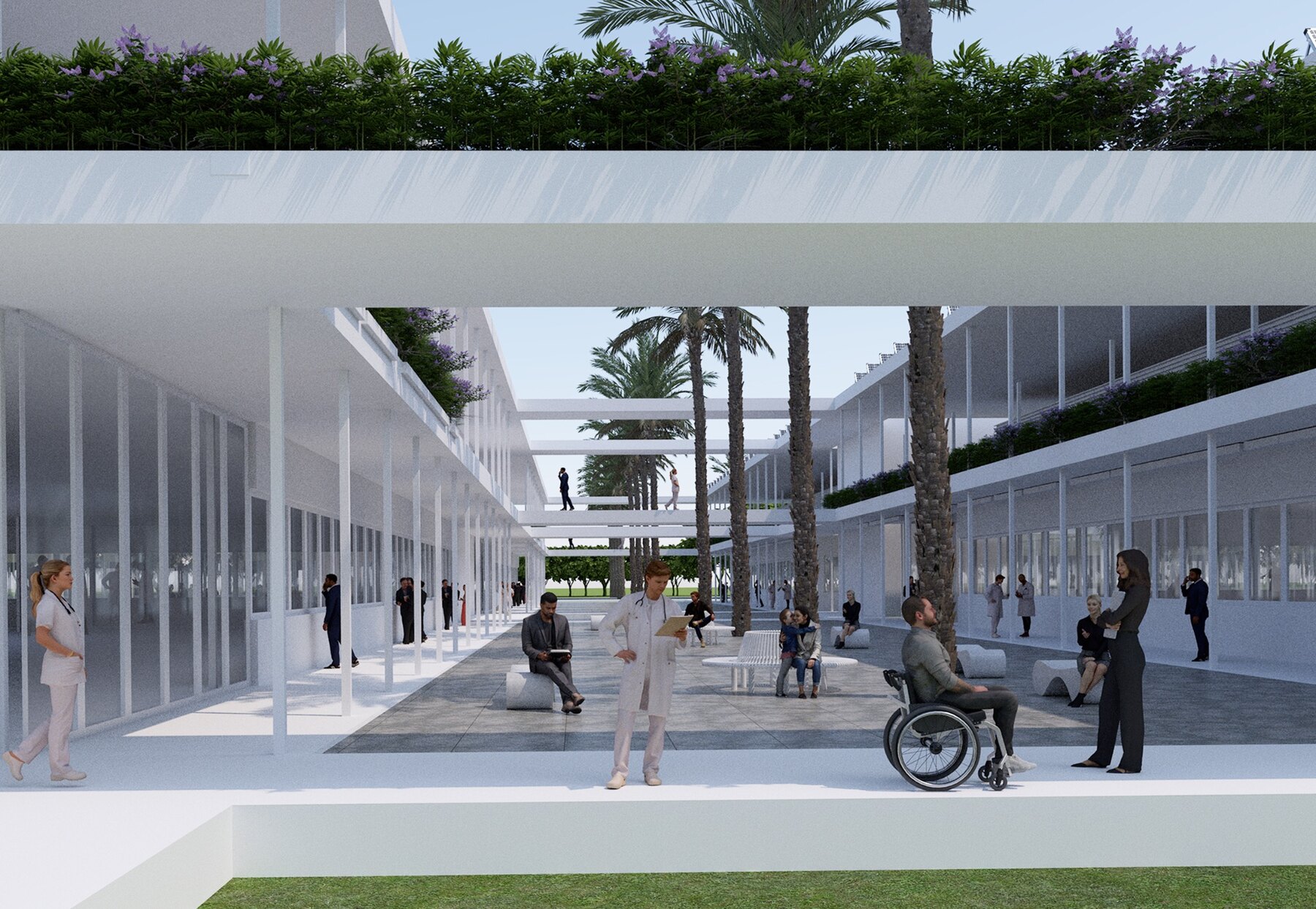 Courtyard and covered circulation for a community-based outpatient clinic